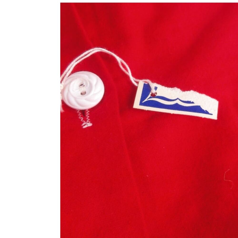 Vintage Red Flannel Housecoat Button Front Lace Pocket Dress Small NWT - Picture 5 of 7